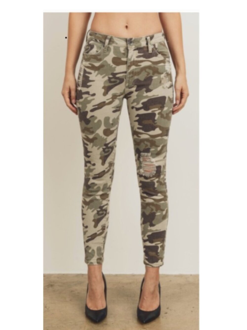 Camo Distressed Skinny Jeans